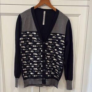Antipast Black/Gray/White Cotton Blend Cardigan—GORGEOUS!  Preppy—Classic—EUC-2